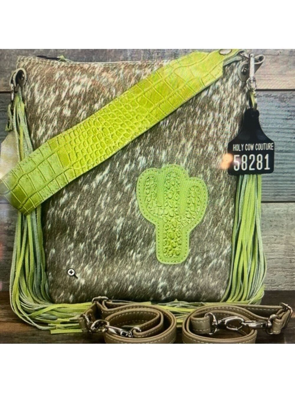 Holy Cow Couture Brown and Green Fringe Backpack